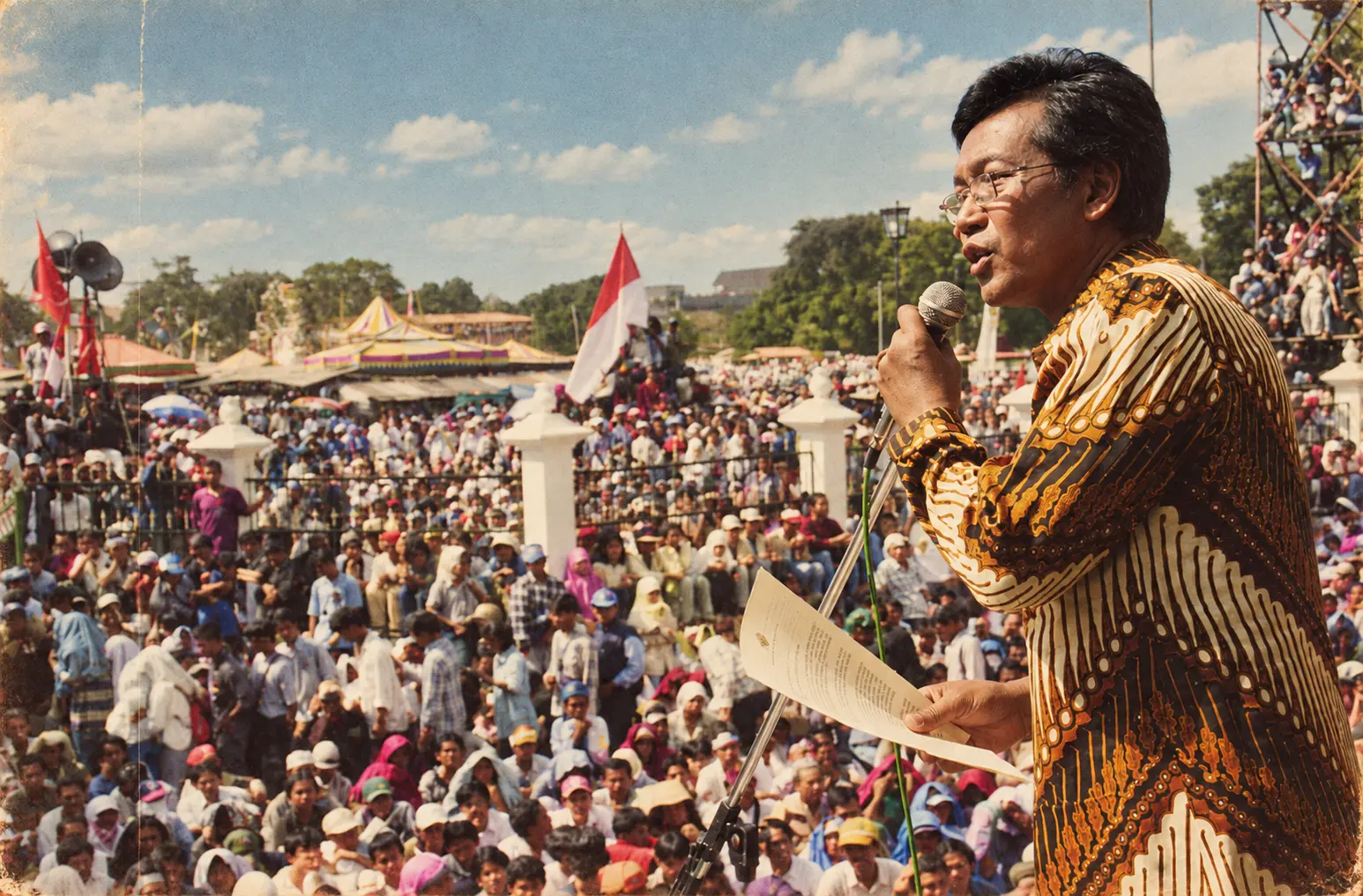 Sultan HB X addressing a rally crowd in May 1998